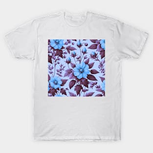 Blue Floral Pattern T-Shirt